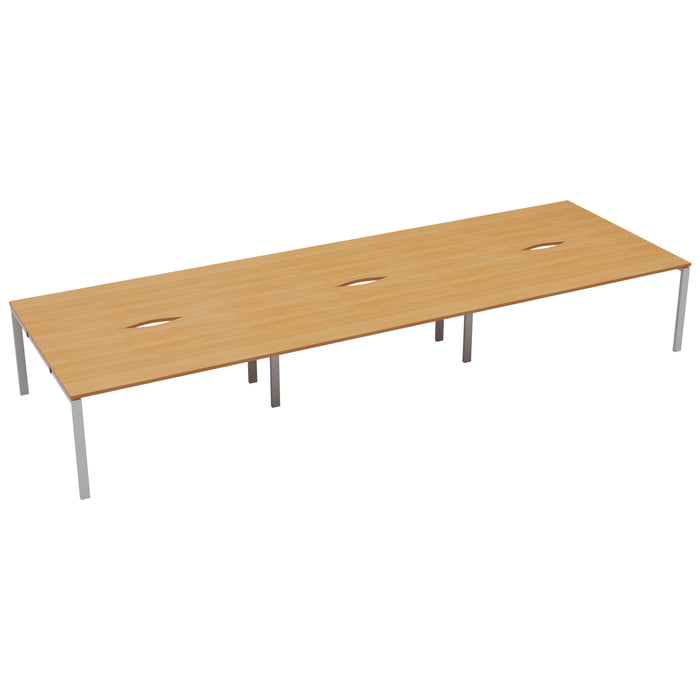 Express 6 person bench desk 3600mm x 1600mm BENCH TC Group White Beech No Gap