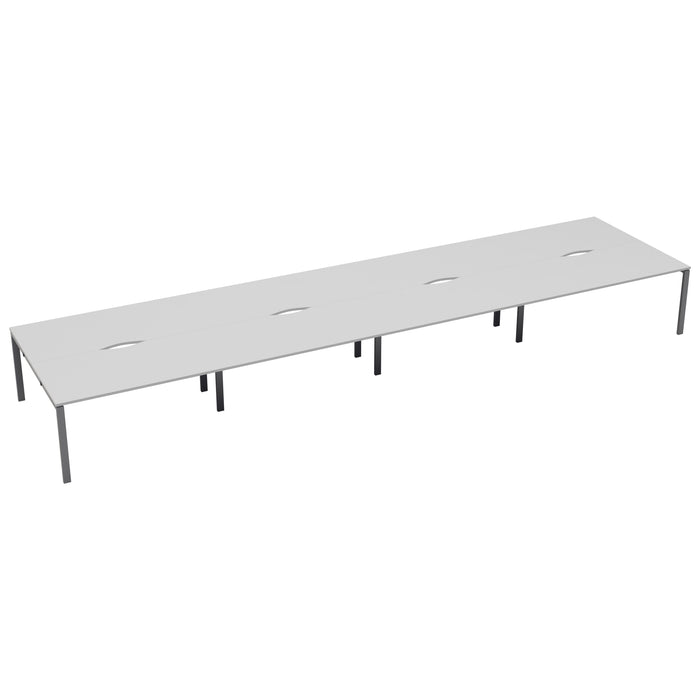 Express 8 Person Bench Desk 6400mm x 1600mm BENCH TC Group Silver White No Gap