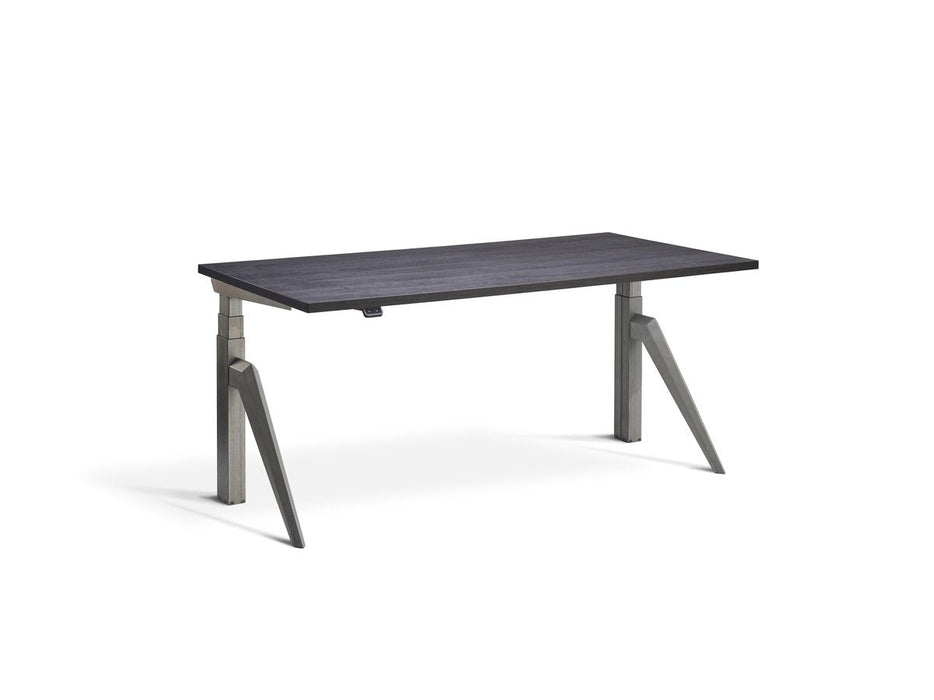 Five Raw Steel Height Adjustable Desk Desking Lavoro Raw Steel 1200 x 700mm Anthracite Sherman Oak