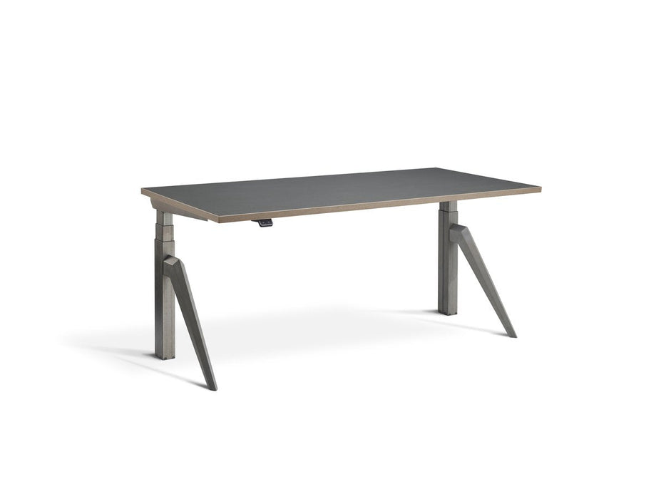 Five Raw Steel Height Adjustable Desk Desking Lavoro Raw Steel 1200 x 700mm Graphite / Ply Edge