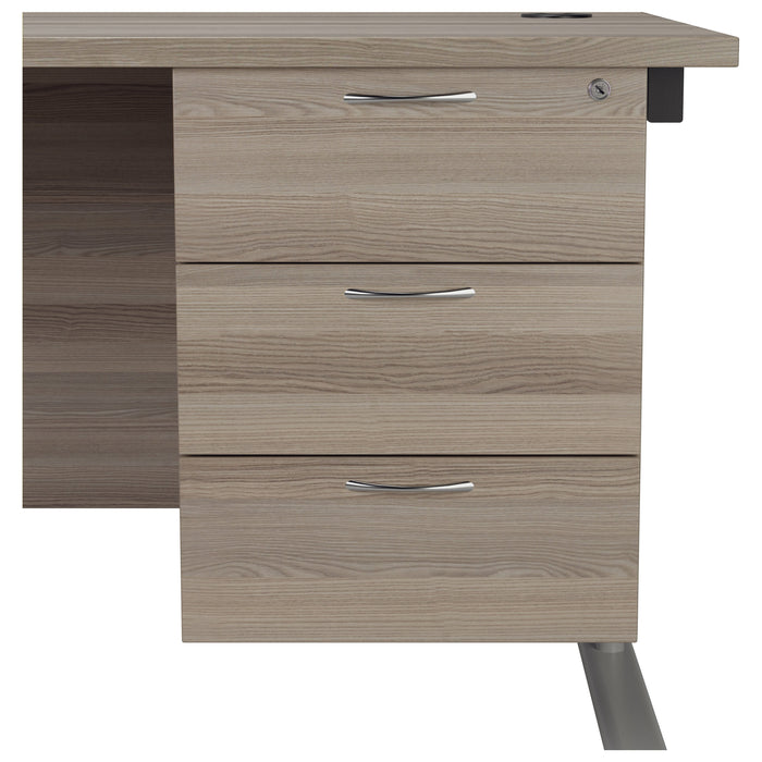 Fixed Underdesk Pedestal PEDESTALS TC Group Grey Oak 3 Drawers To fit 600 deep desk
