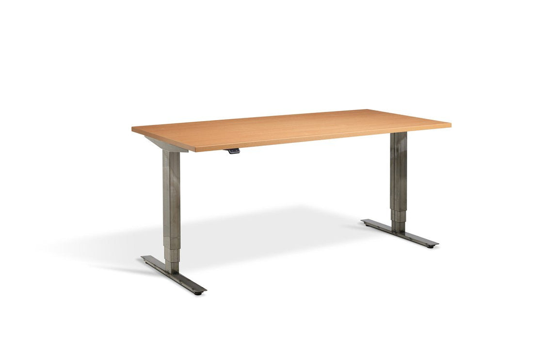 Forge Raw Steel Height Adjustable Desk - 700mm Wide Desking Lavoro 1200 x 700mm Beech 
