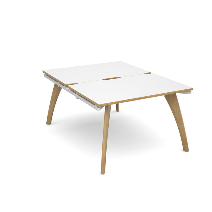 Fuze 2 person Office bench desks BENCH DESKS Dams White/Oak Edge White 1200mm x 1600mm