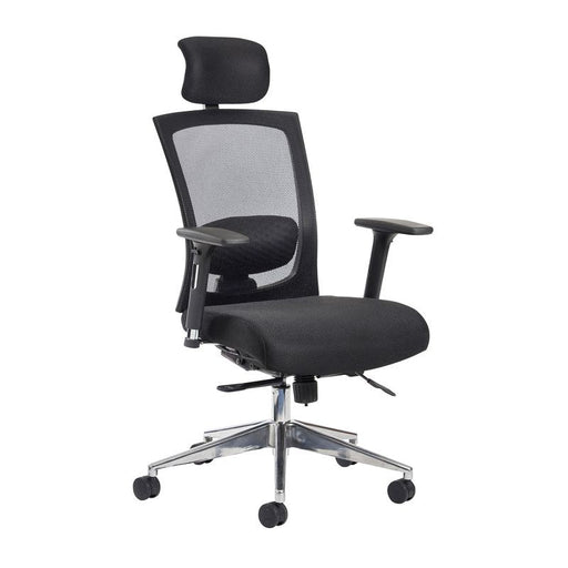 Gemini mesh task chair with adjustable arms and headrest - black Seating Dams 