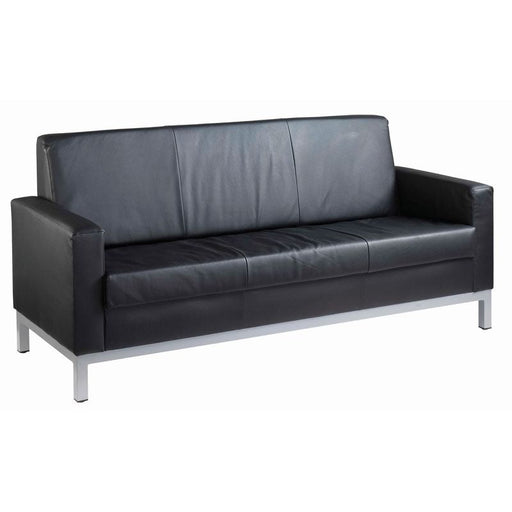 Helsinki square back reception 3 seater chair 1880mm wide - black leather faced Soft Seating Dams 