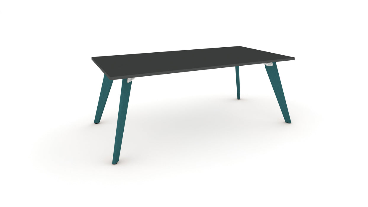 Hub Coloured leg Meeting Tables 1600mm x 1200mm Meeting Tables Workstories 1600mm x 1200mm Anthracite Turquoise Blue RAL5018