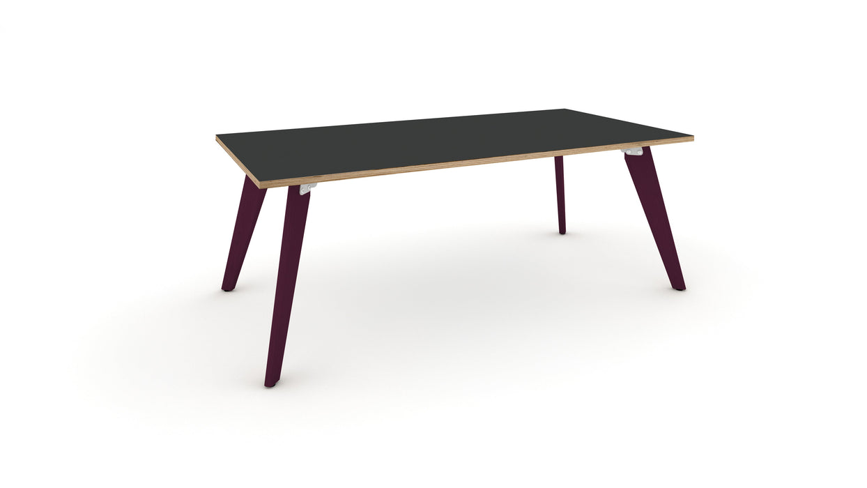 Hub Coloured leg Meeting Tables 1600mm x 1200mm Meeting Tables Workstories 1600mm x 1200mm Anthracite/Ply Claret Violet RAL4004