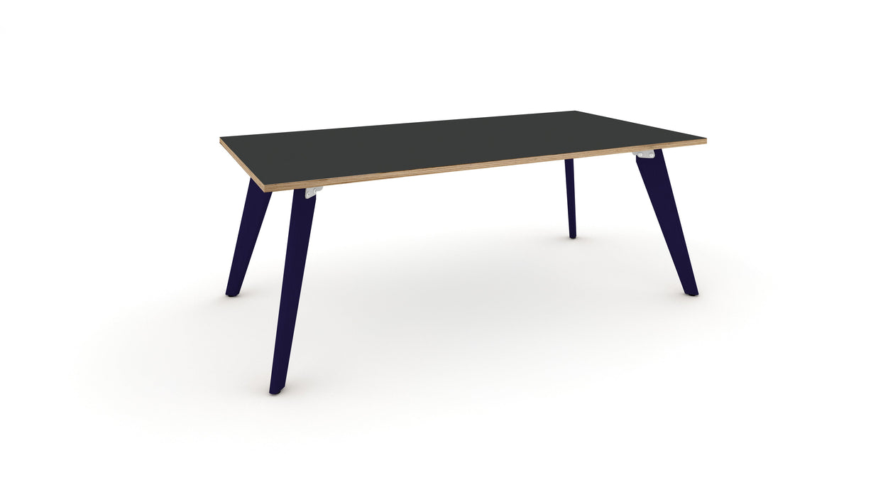 Hub Coloured leg Meeting Tables 1600mm x 1200mm Meeting Tables Workstories 1600mm x 1200mm Anthracite/Ply Cobalt Blue RAL5013