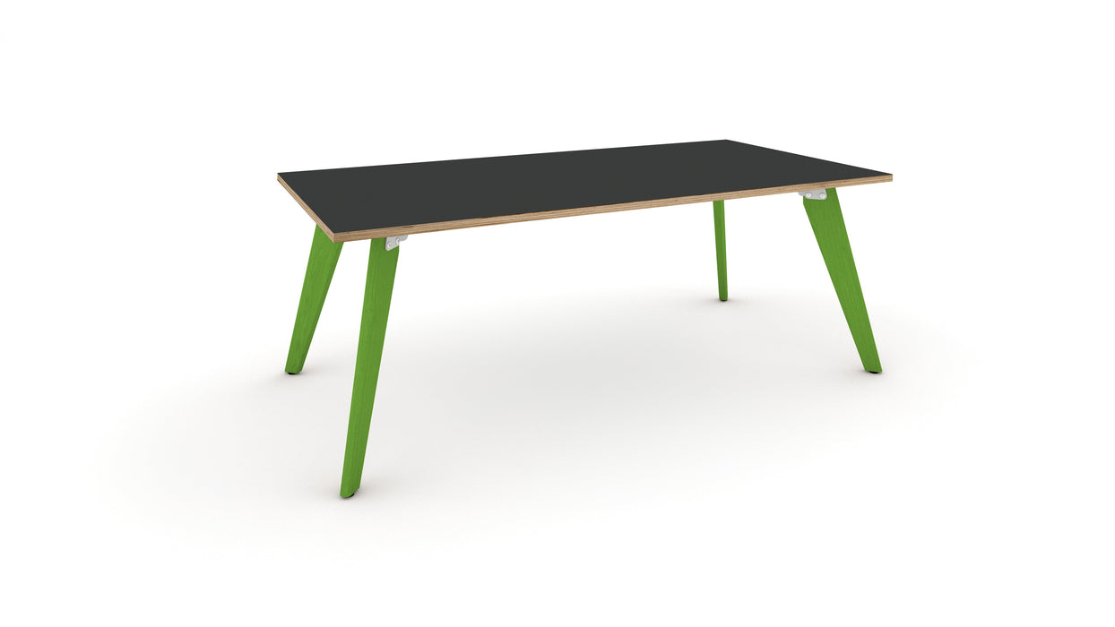 Hub Coloured leg Meeting Tables 1600mm x 1200mm Meeting Tables Workstories 1600mm x 1200mm Anthracite/Ply Green RAL6018
