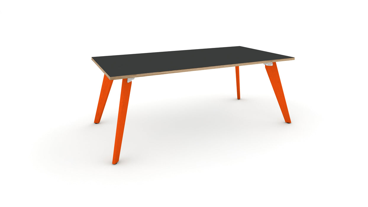 Hub Coloured leg Meeting Tables 1600mm x 1200mm Meeting Tables Workstories 1600mm x 1200mm Anthracite/Ply Orange RAL2004