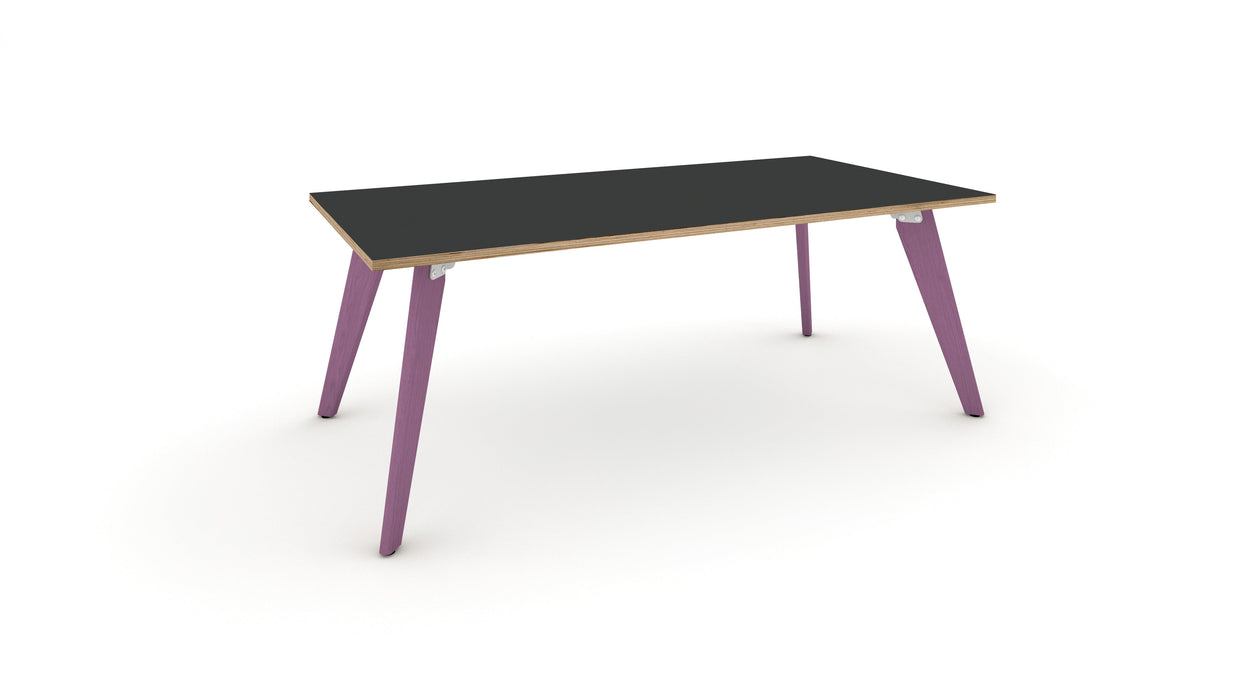 Hub Coloured leg Meeting Tables 1600mm x 1200mm Meeting Tables Workstories 1600mm x 1200mm Anthracite/Ply Pastel Violet RAL4009