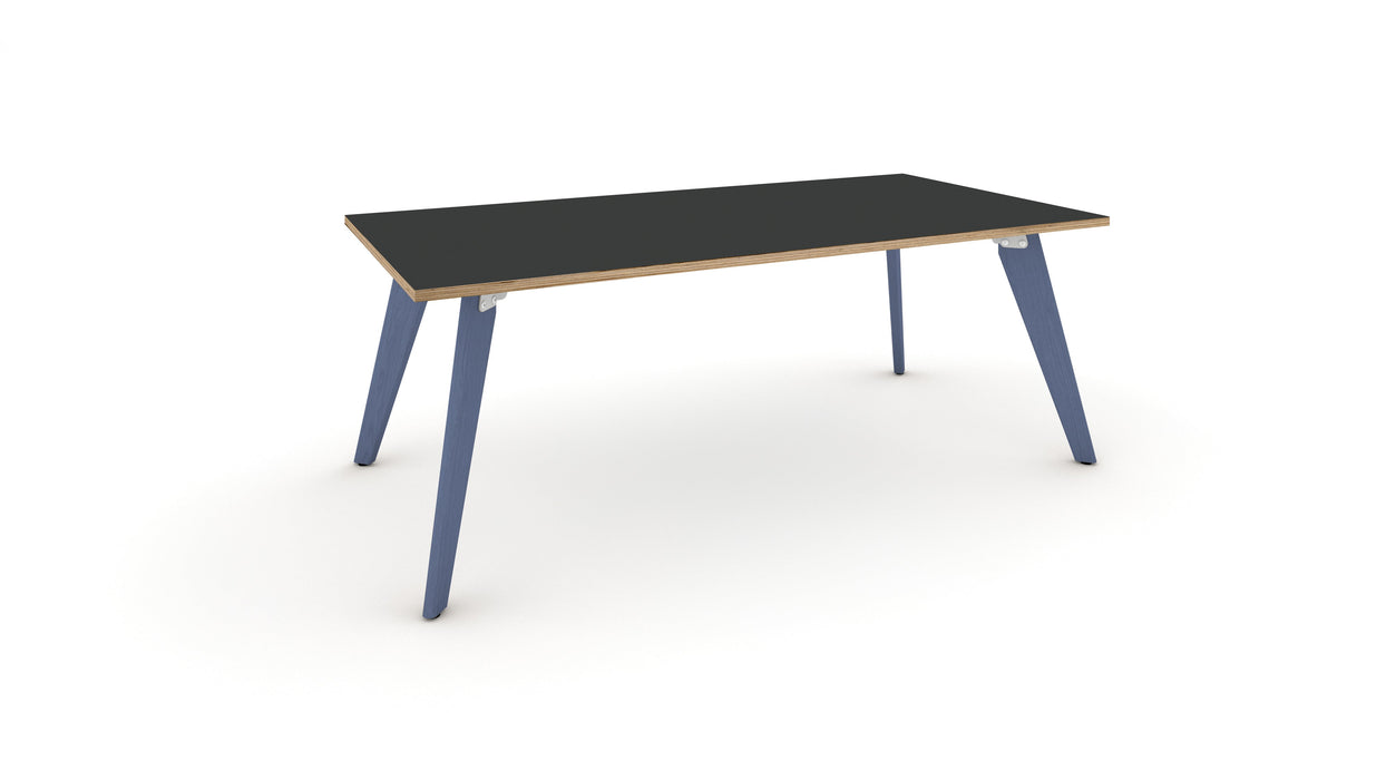 Hub Coloured leg Meeting Tables 1600mm x 1200mm Meeting Tables Workstories 1600mm x 1200mm Anthracite/Ply Pigeon Blue RAL5014