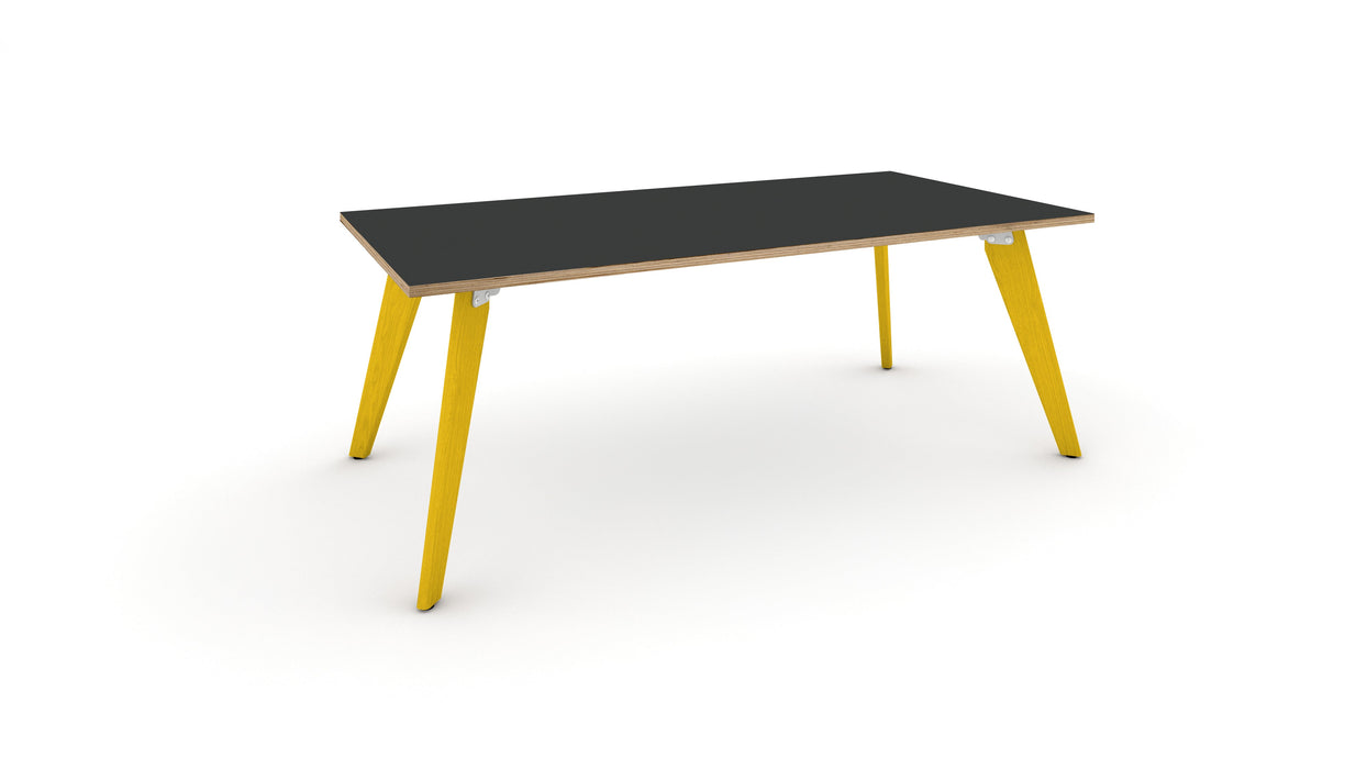 Hub Coloured leg Meeting Tables 1600mm x 1200mm Meeting Tables Workstories 1600mm x 1200mm Anthracite/Ply Yellow RAL1021