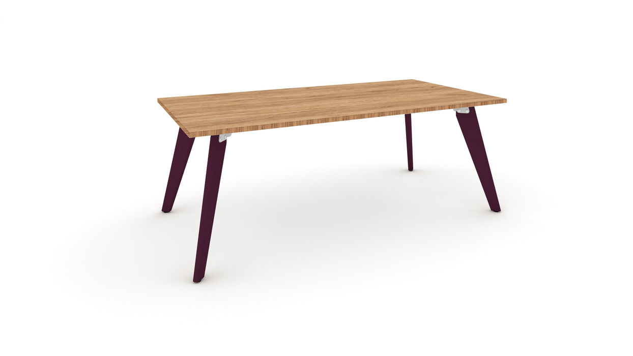 Hub Coloured leg Meeting Tables 1600mm x 1200mm Meeting Tables Workstories 1600mm x 1200mm Gold Craft Oak Claret Violet RAL4004