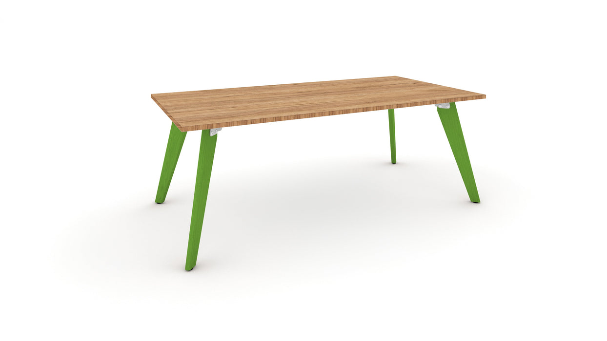Hub Coloured leg Meeting Tables 1600mm x 1200mm Meeting Tables Workstories 1600mm x 1200mm Gold Craft Oak Green RAL6018