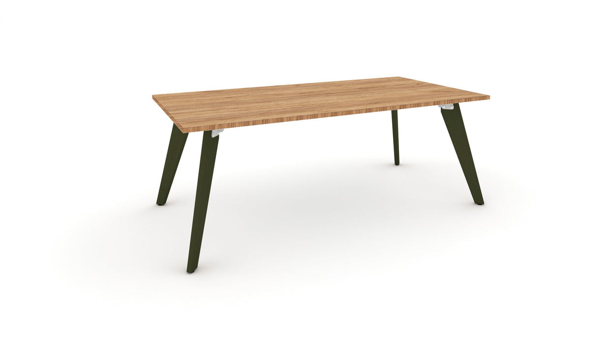 Hub Coloured leg Meeting Tables 1600mm x 1200mm Meeting Tables Workstories 1600mm x 1200mm Gold Craft Oak Olive Green RAL6003