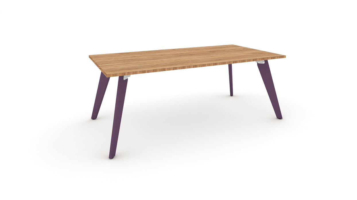 Hub Coloured leg Meeting Tables 1600mm x 1200mm Meeting Tables Workstories 1600mm x 1200mm Gold Craft Oak Red Lilac RAL4001