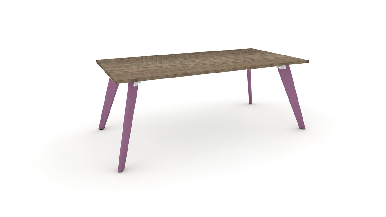 Hub Coloured leg Meeting Tables 1600mm x 1200mm Meeting Tables Workstories 1600mm x 1200mm Grey Nebraska Oak Pastel Violet RAL4009