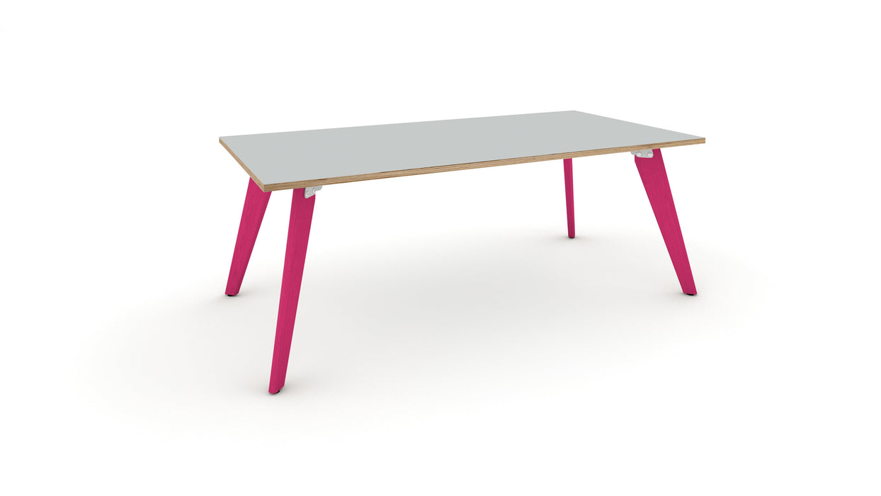 Hub Coloured leg Meeting Tables 1600mm x 1200mm Meeting Tables Workstories 1600mm x 1200mm Light Grey/Ply Heather Violet RAL4003