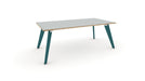 Hub Coloured leg Meeting Tables 1600mm x 1200mm Meeting Tables Workstories 1600mm x 1200mm Light Grey/Ply Turquoise Blue RAL5018