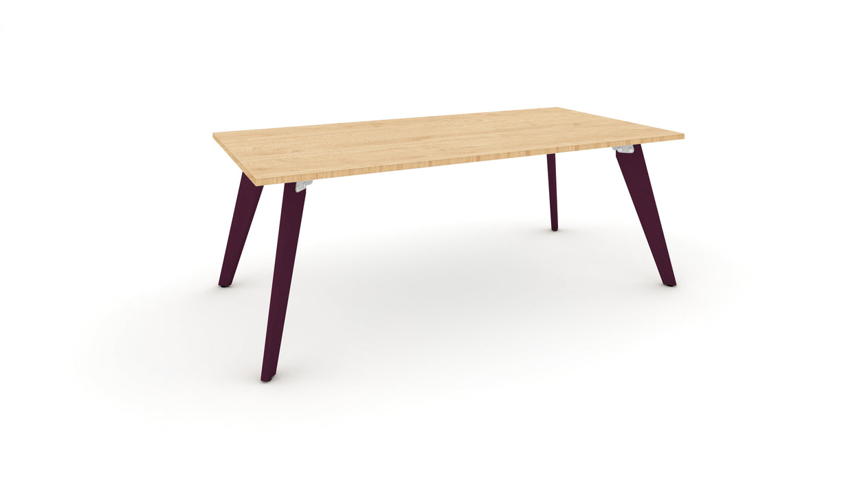 Hub Coloured leg Meeting Tables 1600mm x 1200mm Meeting Tables Workstories 1600mm x 1200mm Maple Claret Violet RAL4004