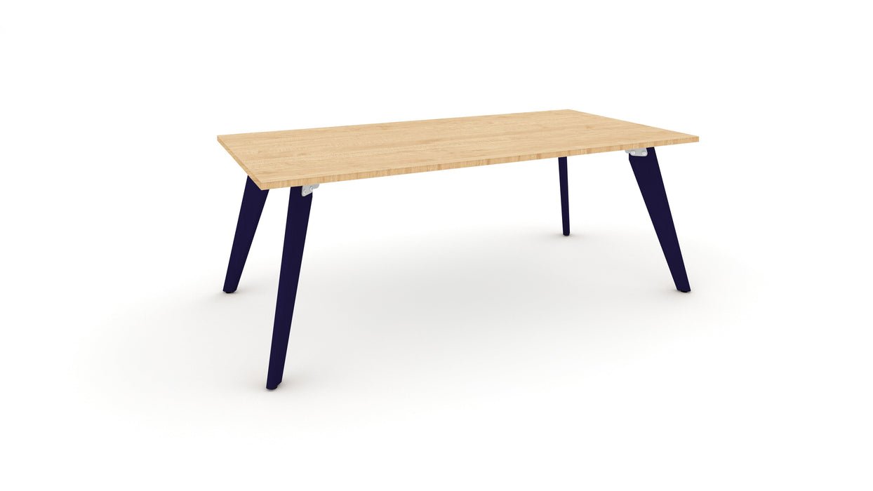 Hub Coloured leg Meeting Tables 1600mm x 1200mm Meeting Tables Workstories 1600mm x 1200mm Maple Cobalt Blue RAL5013