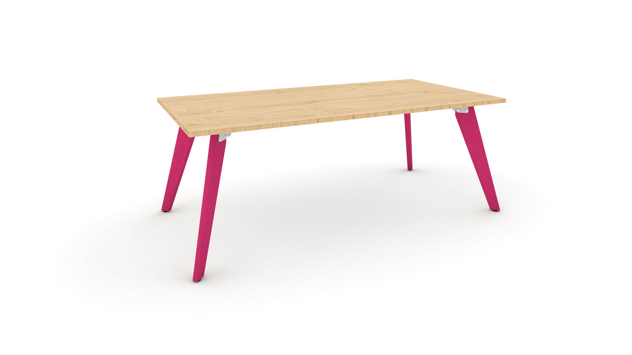 Hub Coloured leg Meeting Tables 1600mm x 1200mm Meeting Tables Workstories 1600mm x 1200mm Maple Heather Violet RAL4003