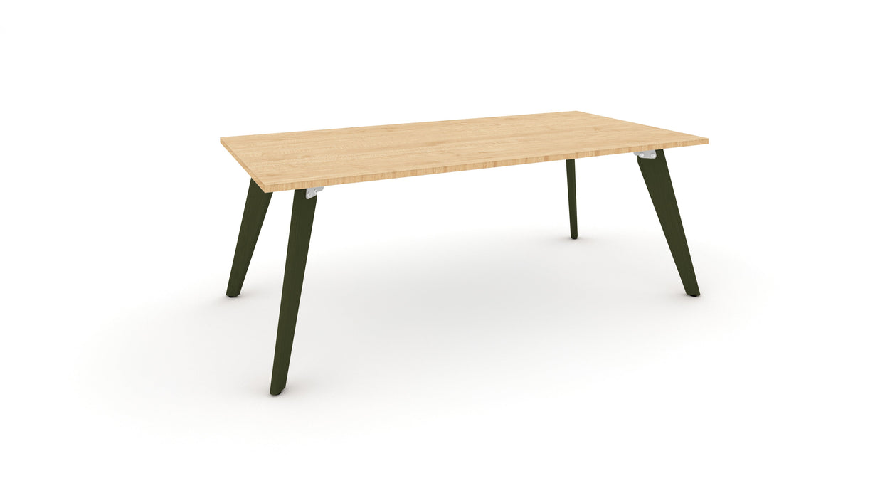 Hub Coloured leg Meeting Tables 1600mm x 1200mm Meeting Tables Workstories 1600mm x 1200mm Maple Olive Green RAL6003