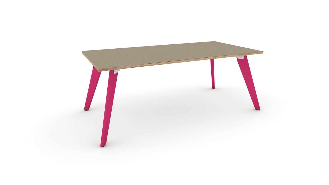 Hub Coloured leg Meeting Tables 1600mm x 1200mm Meeting Tables Workstories 1600mm x 1200mm Stone Grey/Ply Heather Violet RAL4003