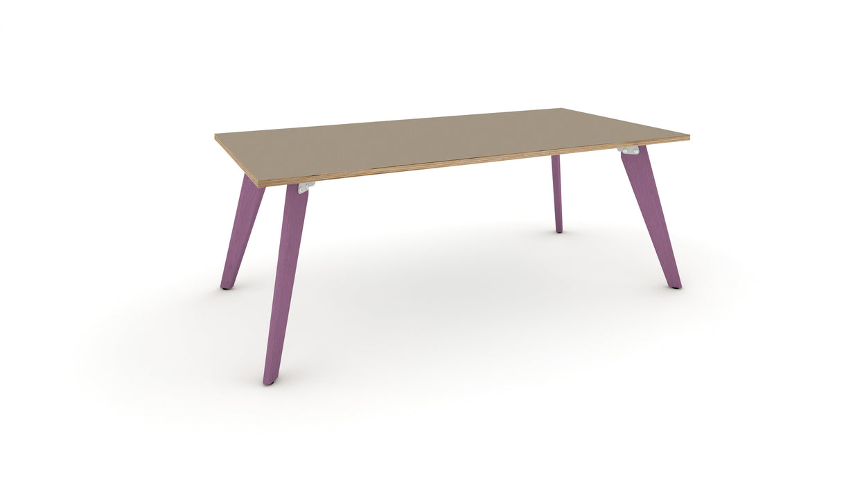 Hub Coloured leg Meeting Tables 1600mm x 1200mm Meeting Tables Workstories 1600mm x 1200mm Stone Grey/Ply Pastel Violet RAL4009