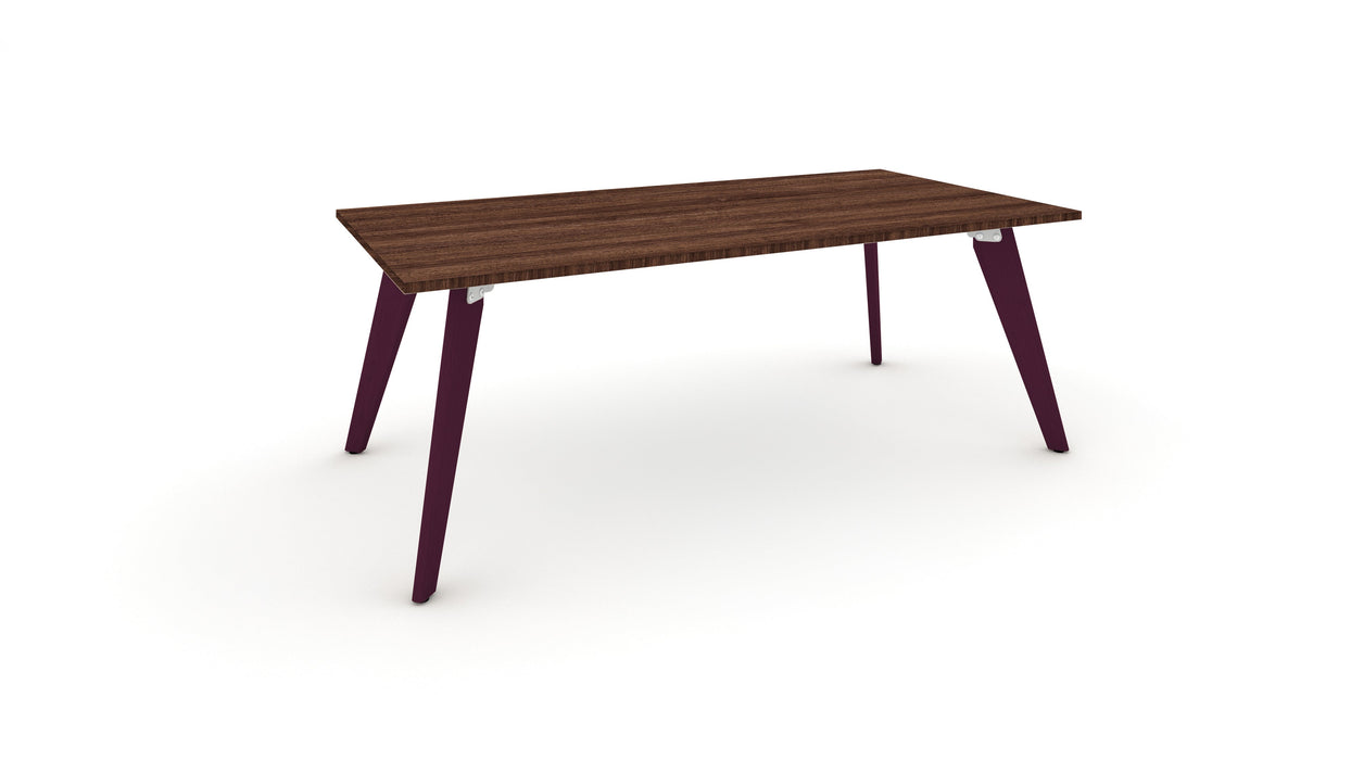 Hub Coloured leg Meeting Tables 1600mm x 1200mm Meeting Tables Workstories 1600mm x 1200mm Walnut Claret Violet RAL4004