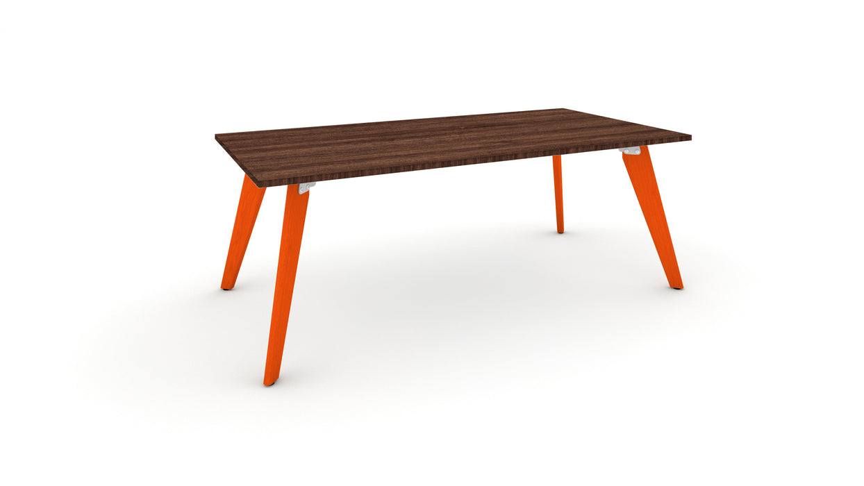 Hub Coloured leg Meeting Tables 1600mm x 1200mm Meeting Tables Workstories 1600mm x 1200mm Walnut Orange RAL2004