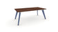 Hub Coloured leg Meeting Tables 1600mm x 1200mm Meeting Tables Workstories 1600mm x 1200mm Walnut Pigeon Blue RAL5014