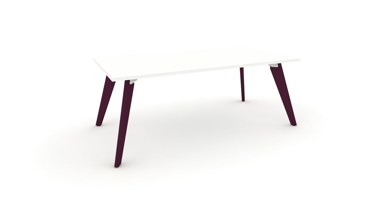 Hub Coloured leg Meeting Tables 1600mm x 1200mm Meeting Tables Workstories 1600mm x 1200mm White Claret Violet RAL4004