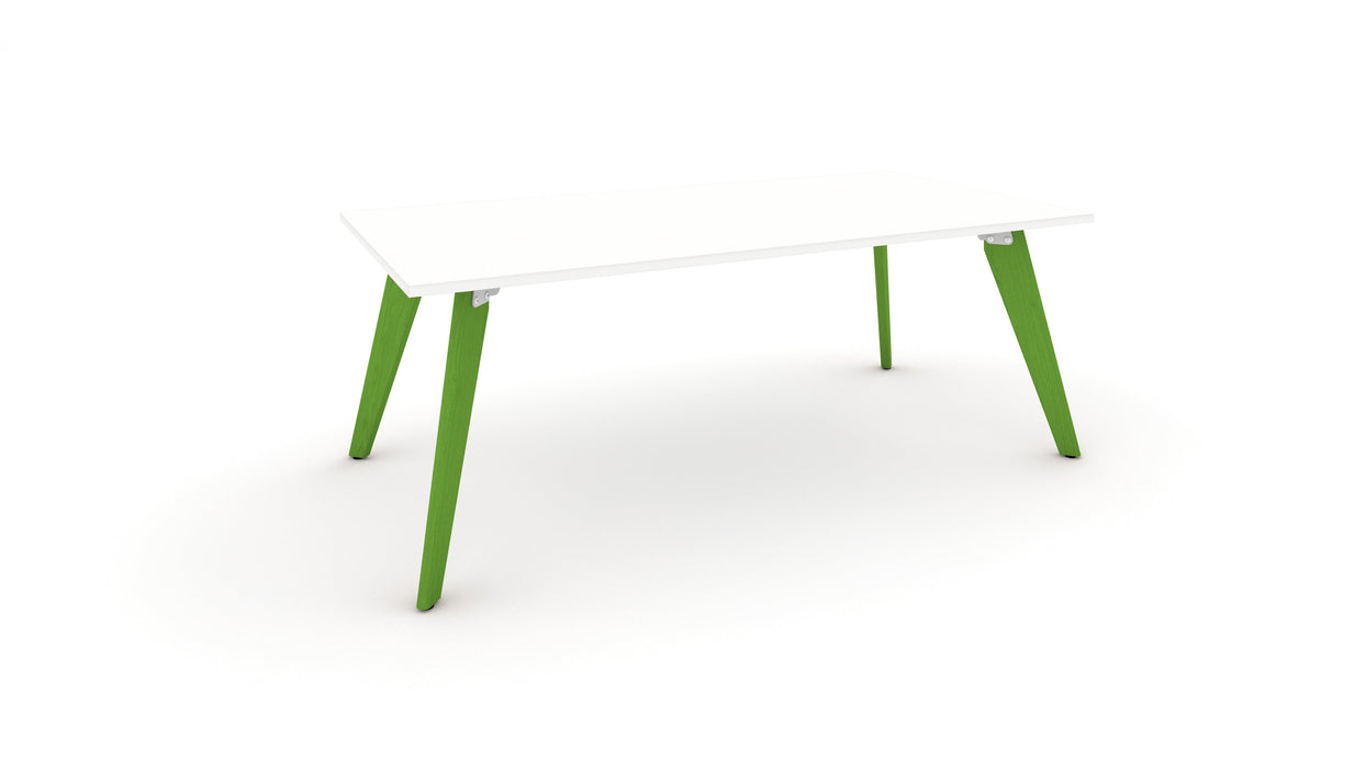 Hub Coloured leg Meeting Tables 1600mm x 1200mm Meeting Tables Workstories 1600mm x 1200mm White Green RAL6018