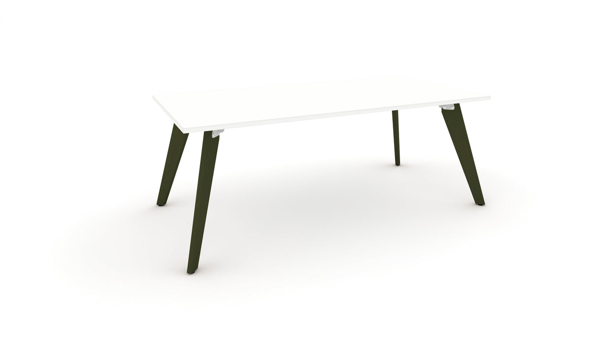 Hub Coloured leg Meeting Tables 1600mm x 1200mm Meeting Tables Workstories 1600mm x 1200mm White Olive Green RAL6003