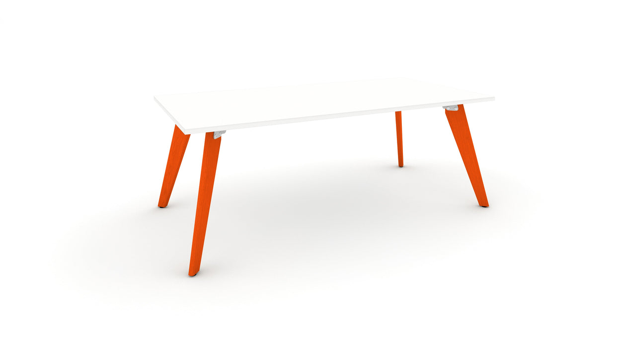 Hub Coloured leg Meeting Tables 1600mm x 1200mm Meeting Tables Workstories 1600mm x 1200mm White Orange RAL2004