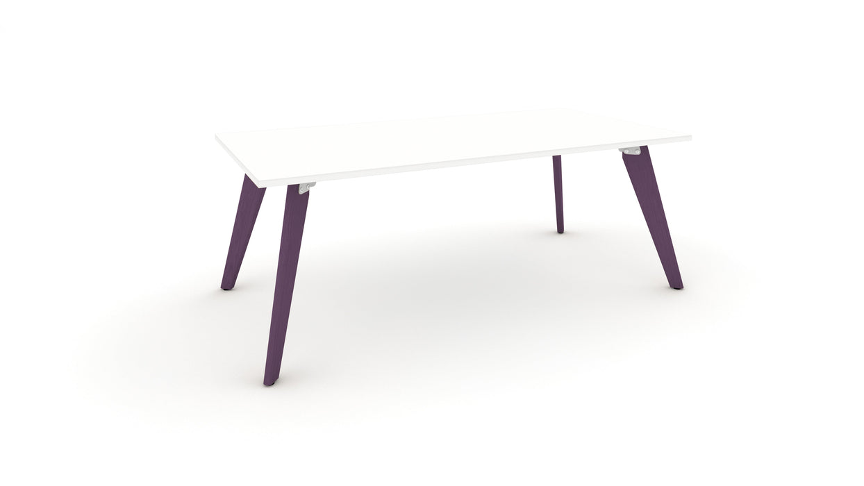 Hub Coloured leg Meeting Tables 1600mm x 1200mm Meeting Tables Workstories 1600mm x 1200mm White Pastel Violet RAL4009