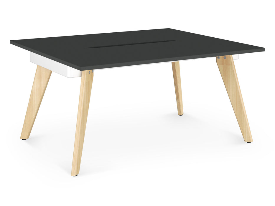 Hub Wooden Leg Bench Desks BENCH DESKS Workstories 2 Person 1200mm x 1600mm Anthracite