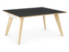 Hub Wooden Leg Bench Desks BENCH DESKS Workstories 2 Person 1200mm x 1600mm Anthracite/Ply Edge