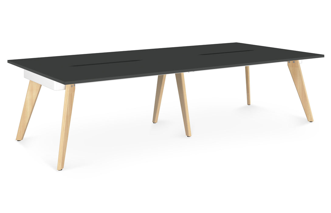 Hub Wooden Leg Bench Desks BENCH DESKS Workstories 4 Person 3200mm x 1600mm Anthracite