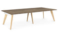 Hub Wooden Leg Bench Desks BENCH DESKS Workstories 4 Person 3200mm x 1600mm Grey Nebraska Oak