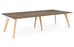 Hub Wooden Leg Bench Desks BENCH DESKS Workstories 4 Person 3200mm x 1600mm Grey Nebraska Oak