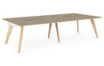 Hub Wooden Leg Bench Desks BENCH DESKS Workstories 4 Person 3200mm x 1600mm Stone Grey