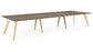 Hub Wooden Leg Bench Desks BENCH DESKS Workstories 6 Person 4800mm x 1600mm Grey Nebraska Oak