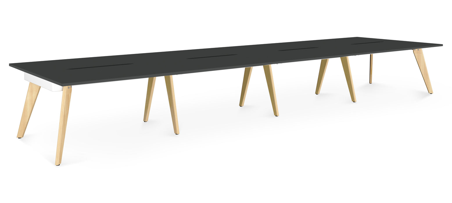 Hub Wooden Leg Bench Desks BENCH DESKS Workstories 8 Person 5600mm x 1600mm Anthracite