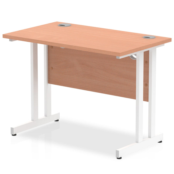 Impulse 1000mm Slimline Desk Cantilever Leg Desks Dynamic Office Solutions Beech White 