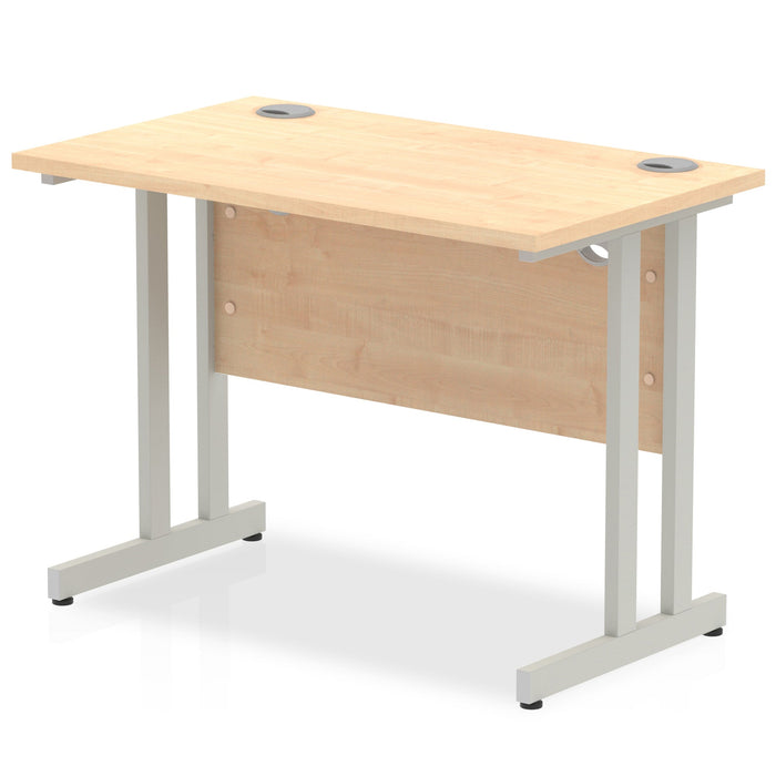 Impulse 1000mm Slimline Desk Cantilever Leg Desks Dynamic Office Solutions Maple Silver 