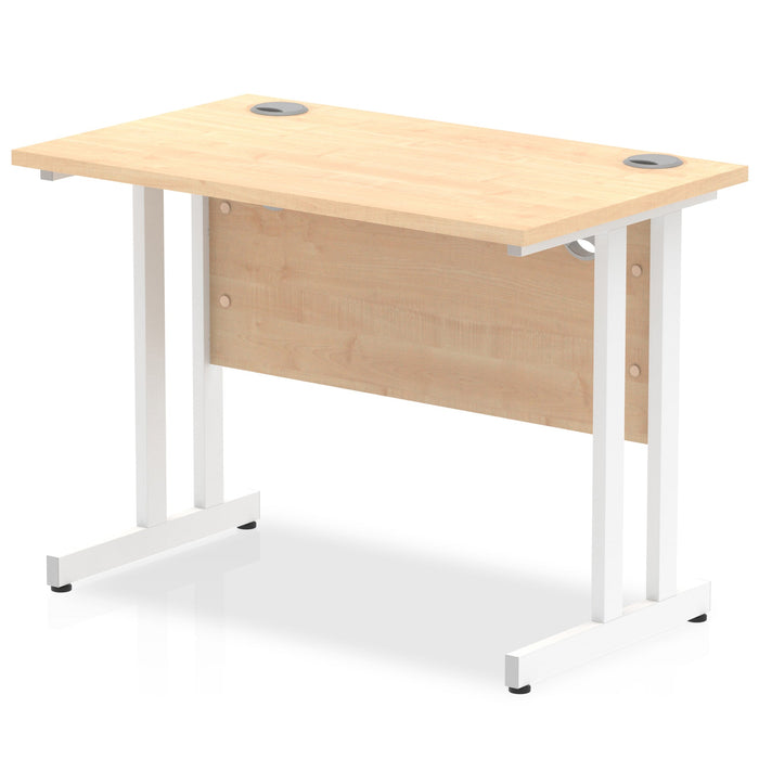 Impulse 1000mm Slimline Desk Cantilever Leg Desks Dynamic Office Solutions Maple White 