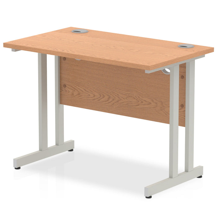 Impulse 1000mm Slimline Desk Cantilever Leg Desks Dynamic Office Solutions Oak Silver 